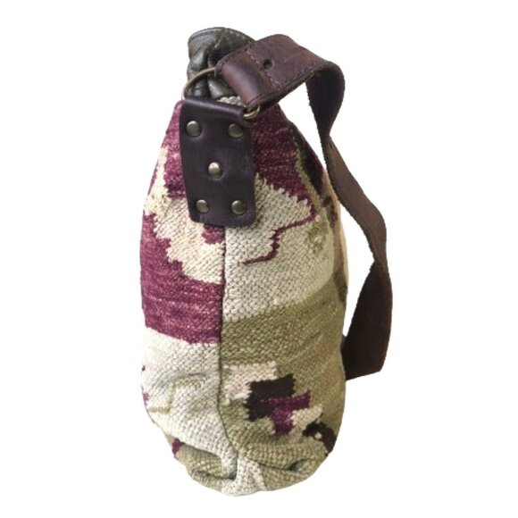 Kilim carpet or tapestry leather bag handbag purse - Picture 2 of 16